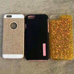 Apple iPhone fits both 7 & 8 Gold Glitter, Rose Gold Glitter, Black with Pink